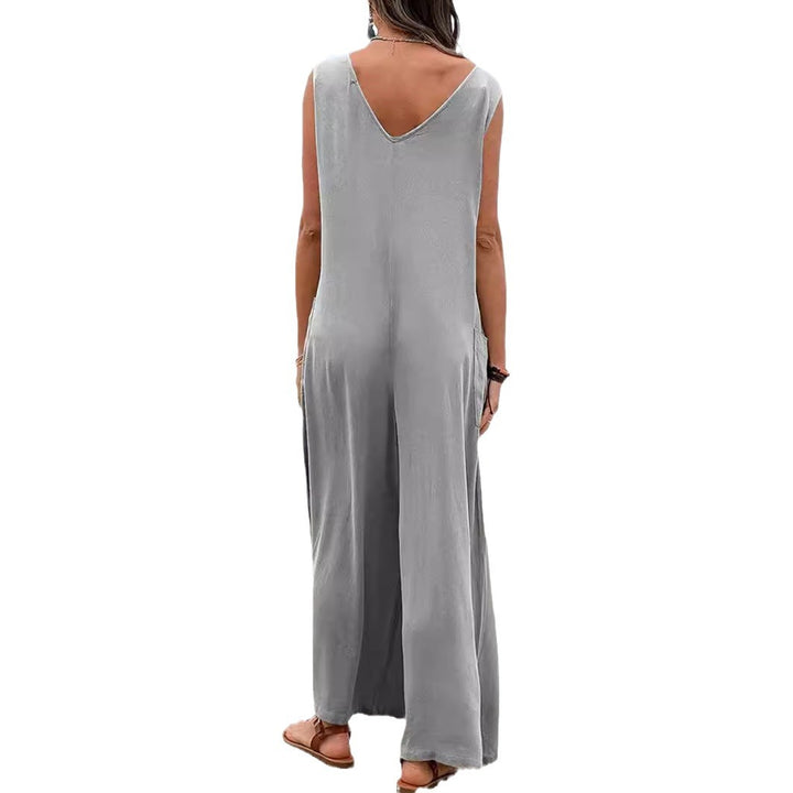 Damen lässiger Jumpsuit mit weit geschnittenem Bein und komfortablen Taschen Drune