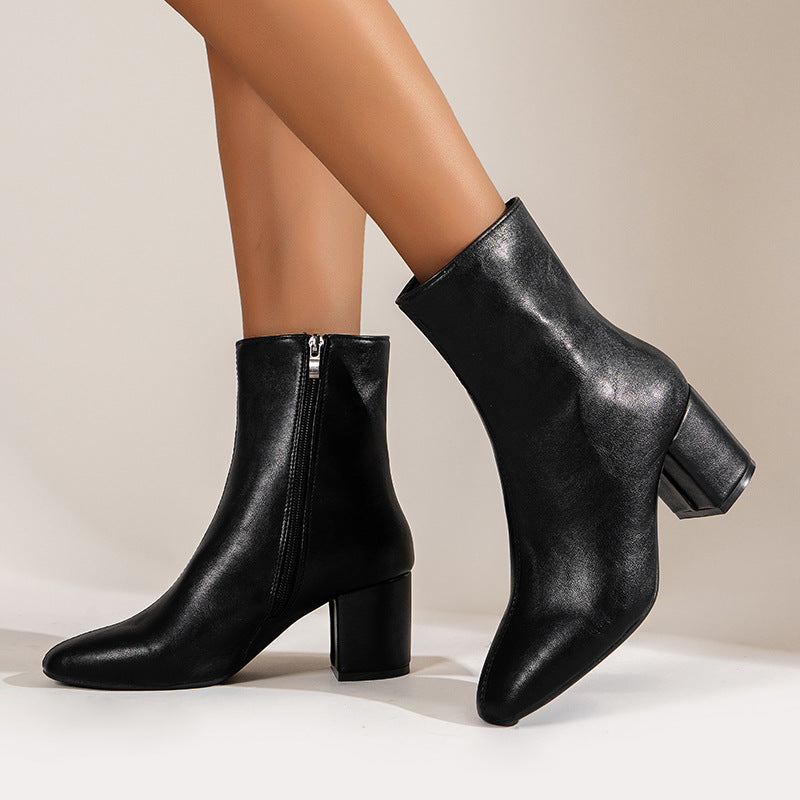 Damen Elegante Hochglanz Overkneestiefel Drune
