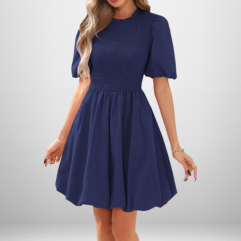 Damen Minikleid mit Ballonärmeln und elastischem Bustier Drune