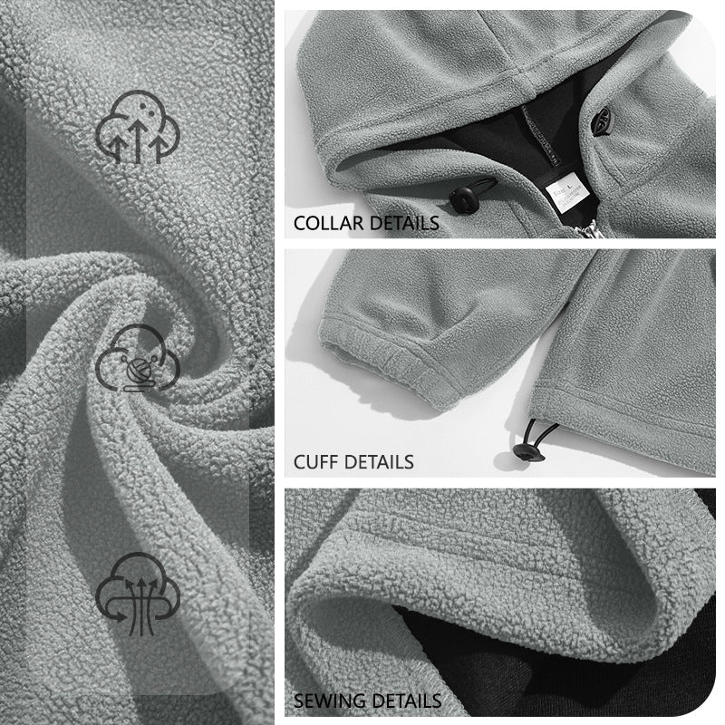 Herren Fleece-Hoodie mit halbem Reißverschluss, Kängurutasche und verstellbarer Kapuze Drune
