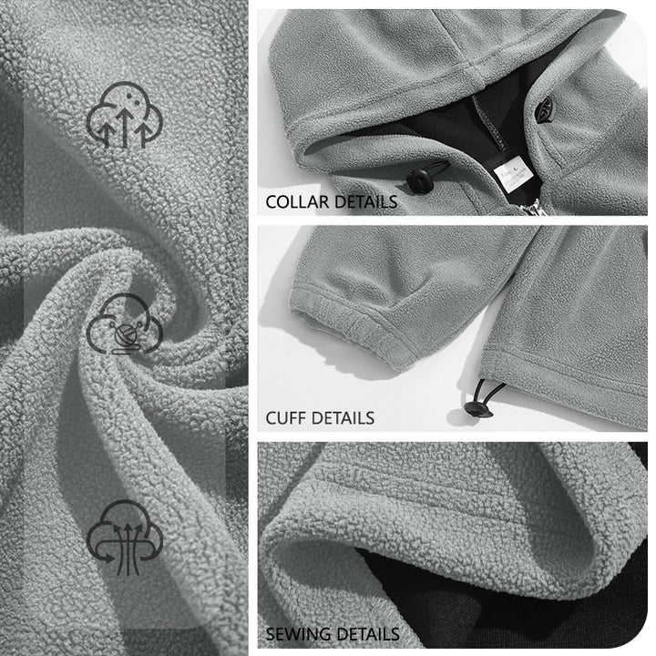 Herren Fleece-Hoodie mit halbem Reißverschluss, Kängurutasche und verstellbarer Kapuze Drune