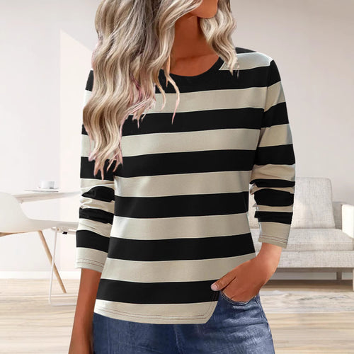 Damen Langarmshirt mit modernem Streifenmuster und bequemer Passform Drune