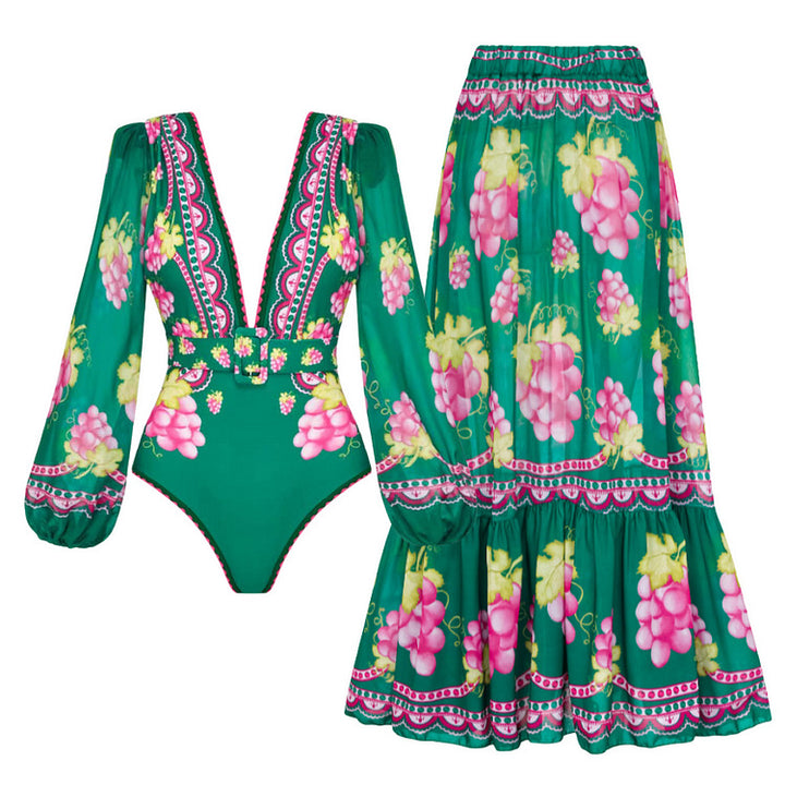 Damen Stylish Elegantes Badeanzug- und Rockset Drune