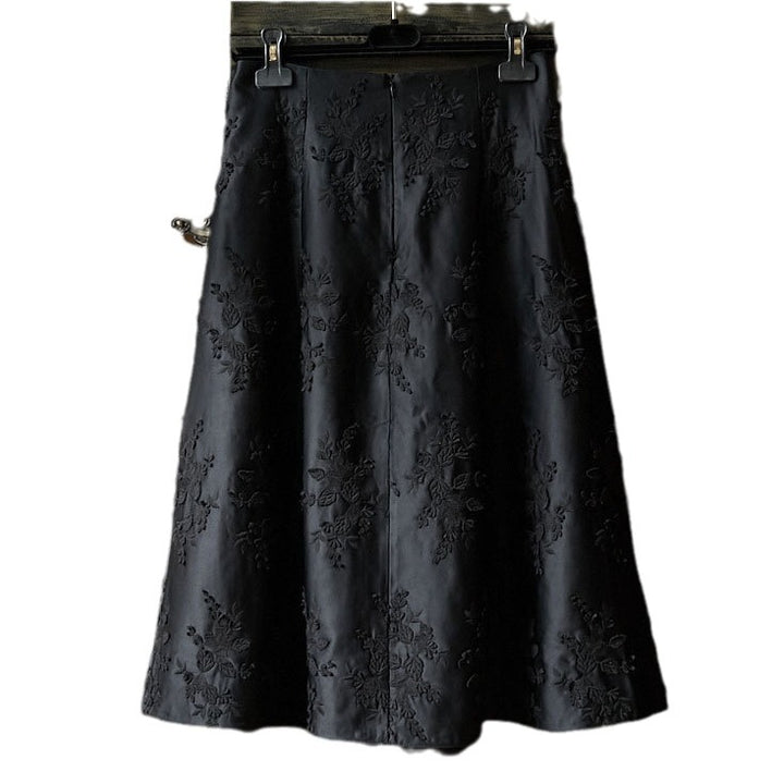 Damen Eleganter Maxirock mit floralem Relief Drune