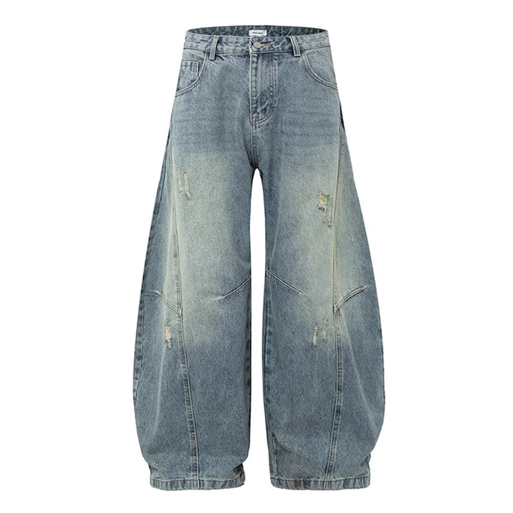 Damen Weitgeschnittene Denim-Hose mit Rissen Drune