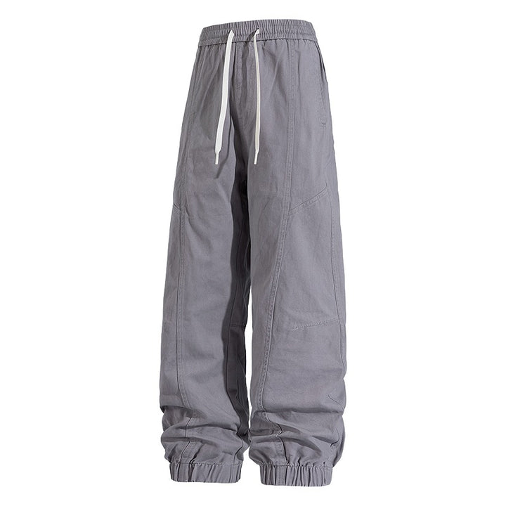 Herren Oversized Utility-Jogginghose aus robustem Baumwollmix mit Kordelbund, seitlichen Cargo‑Taschen & gerippten Bündchen Drune