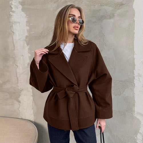 Damen Elegante Wickeljacke mit Gürtel und lässigem Schnitt Drune