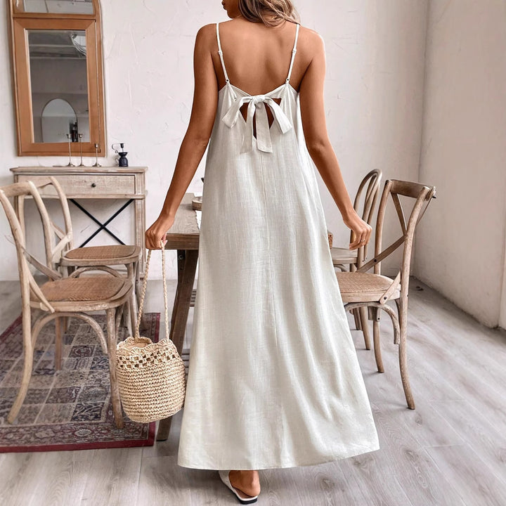 Damen Maxikleid mit feinen Trägern und fließendem Schnitt Drune