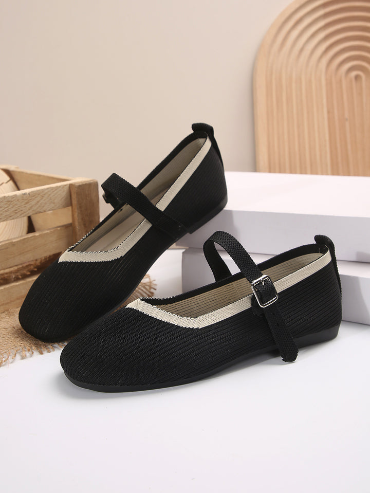 Damen Ballerinas mit verstellbarem Riemen und strukturiertem Obermaterial Drune