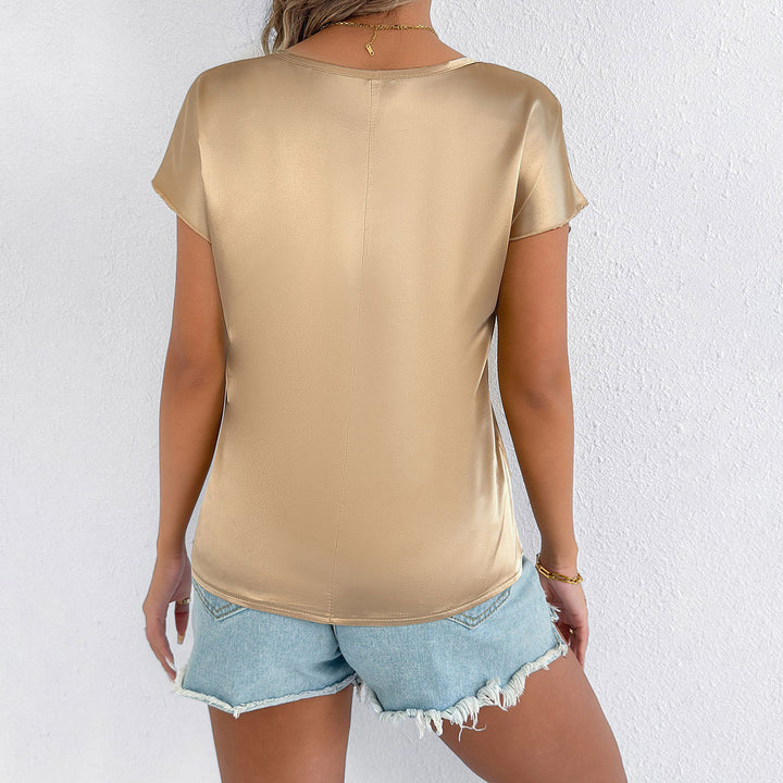 Damen Luxuriöses Satinoberteil mit elegantem Schnitt und lässigen Ärmeln Drune