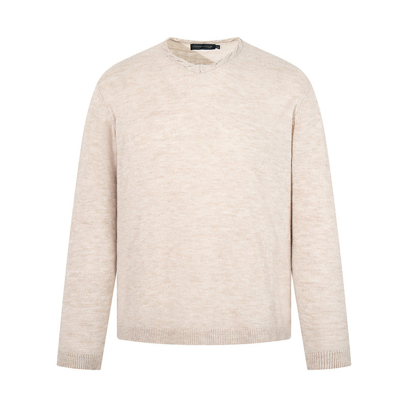 Herren Feinstrickpullover mit Rundhalsausschnitt, lockerer Passform und geripptem Saum Drune