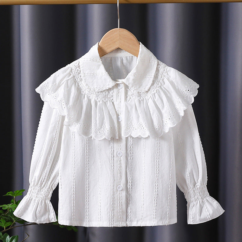 Damen verspielte Bluse mit voluminösem Kragen Drune