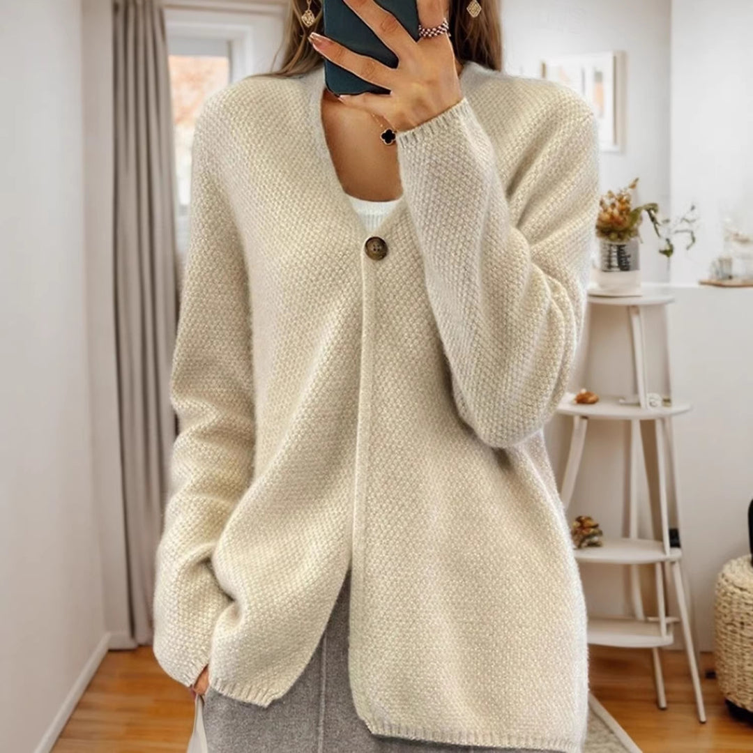Damen nan strukturierter Strickcardigan mit V-Ausschnitt und verdeckter Knopfleiste Drune