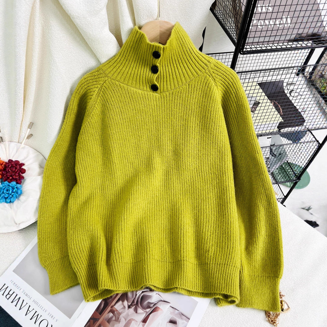 Damen warmer Rollkragenpullover aus weichem Strickmaterial Drune