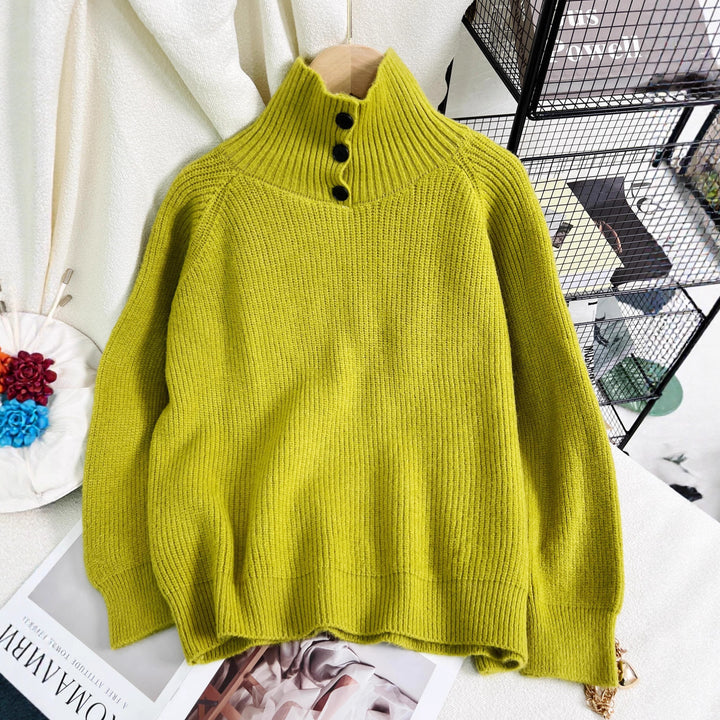 Damen warmer Rollkragenpullover aus weichem Strickmaterial Drune