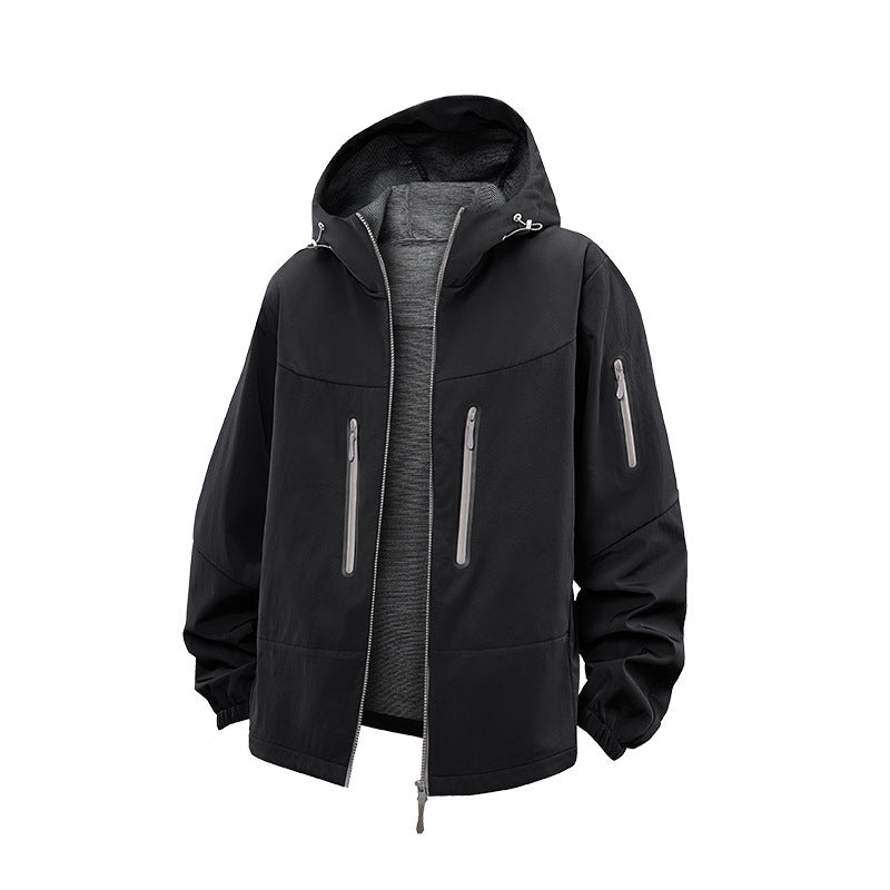 Herren Technische Softshell-Outdoorjacke mit Kapuze, versiegelten Reißverschlüssen und sportiver Regular-Fit Passform Drune