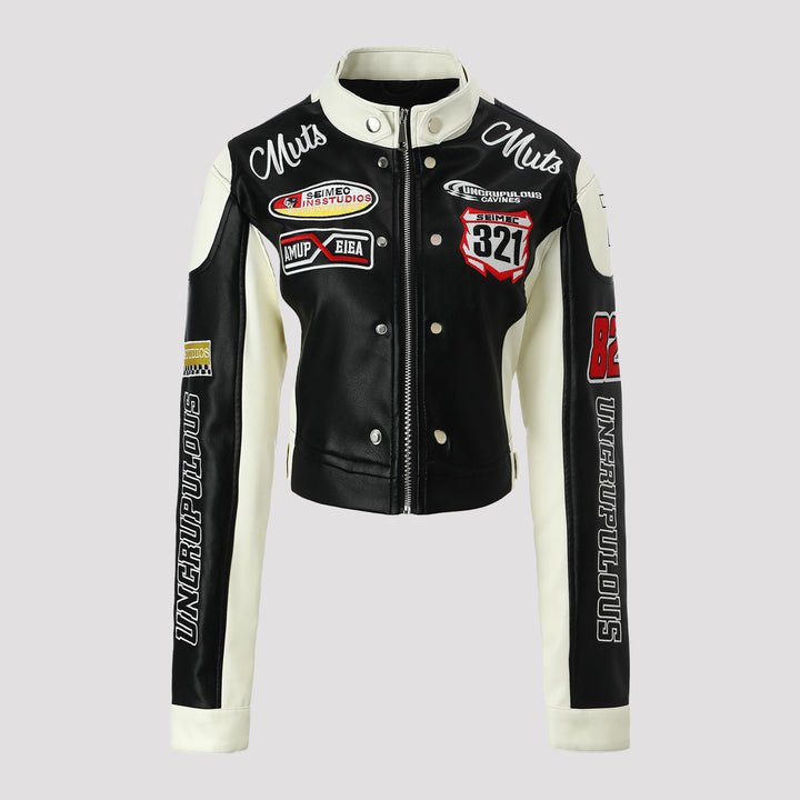 Damen Sportliche Lederjacke Drune