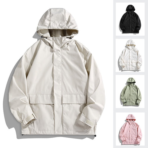 Unisex Wasserdichte Kapuzen-Übergangsjacke mit verstellbarer Kapuze & Utility-Taschen Drune