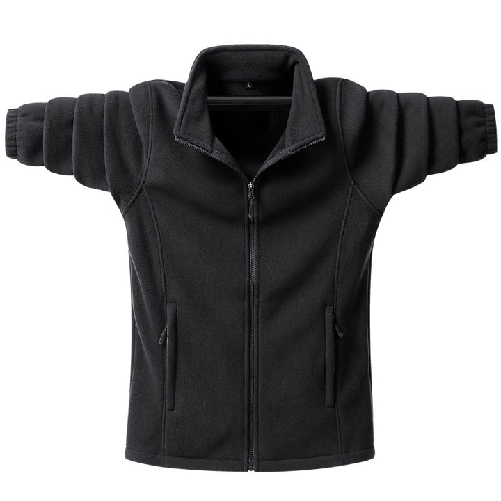 Herren klassische Fleecejacke mit durchgehendem Reißverschluss, Stehkragen und verdeckten Eingrifftaschen Drune
