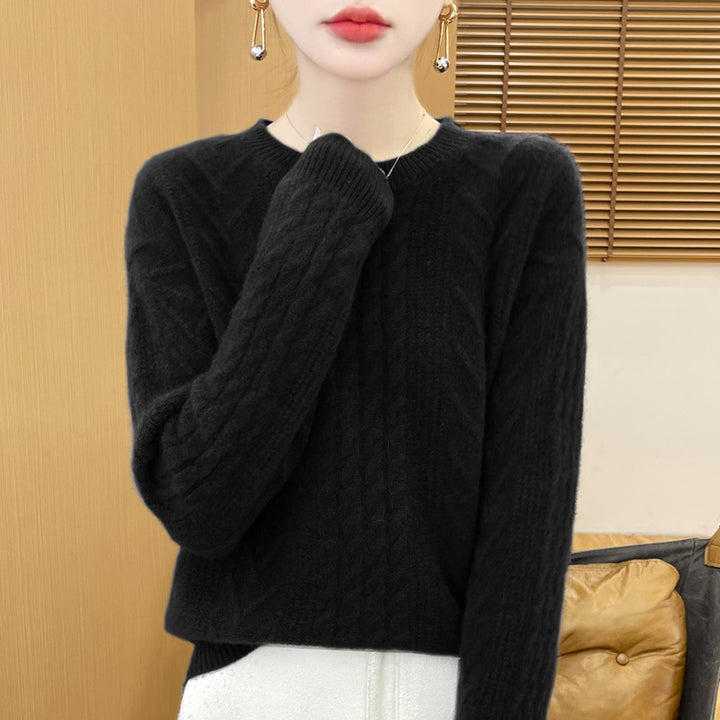 Damen Kurzpullover mit Zopfmuster, Rundhals und kaschmirähnlicher Weichheit Drune