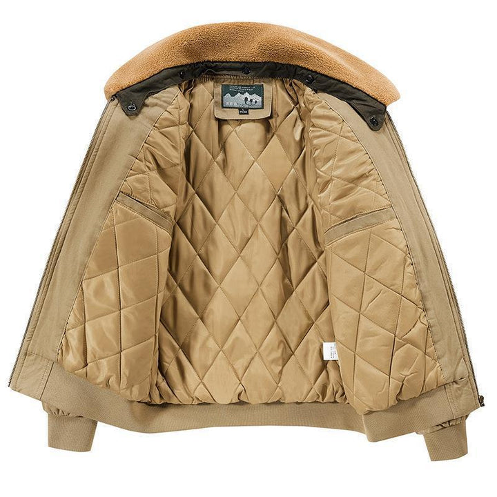 Herren Baumwoll-Canvas Bomberjacke mit Teddykragen, gesteppter Thermofütterung und Utility-Ärmeltasche Drune
