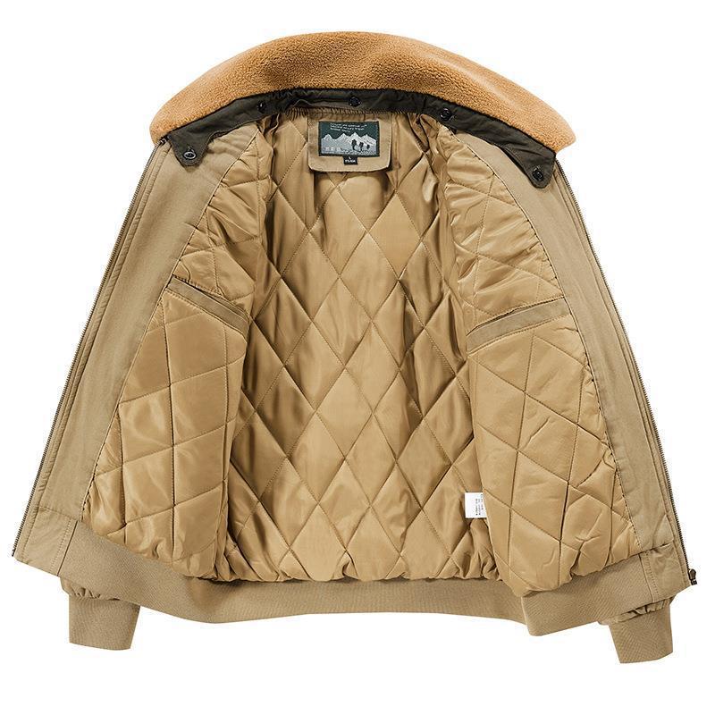 Herren Canvas-Bomberjacke mit gesteppter Thermofütterung und Teddykragen Drune