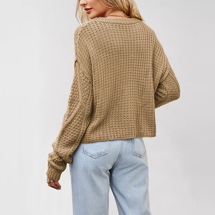 Damen Grobstrickpullover mit strukturiertem Zopfmuster Drune