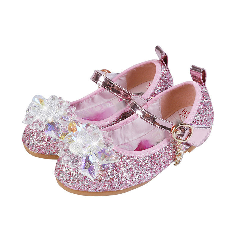 Mädchen Glitzernde Ballerina-Sandalen mit Blumenapplikationen Drune
