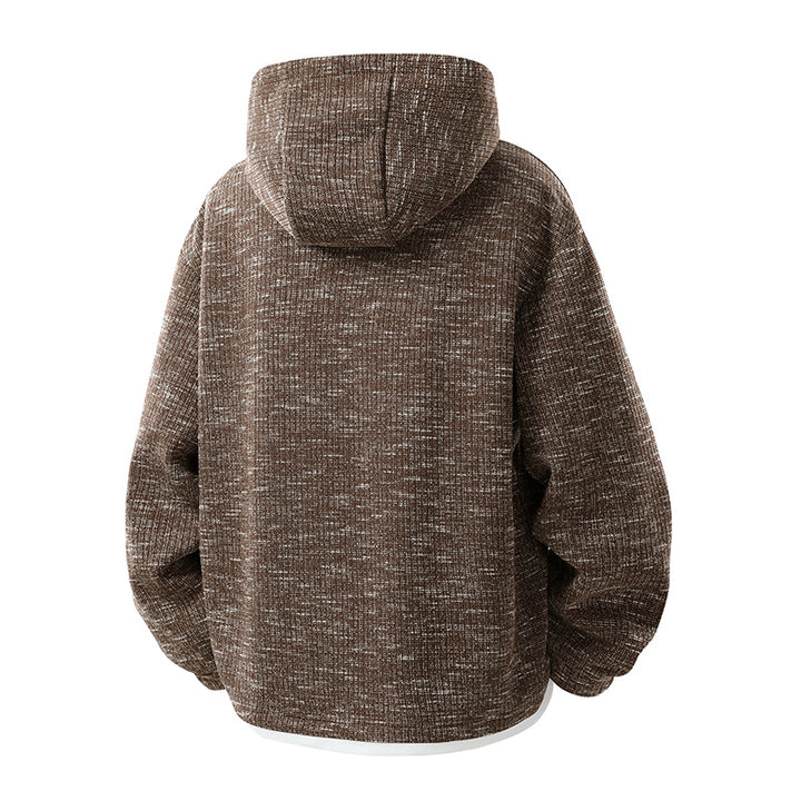 Herren Oversize Strick-Kapuzenpullover mit Druckknopf-Leiste und melierter Struktur Drune