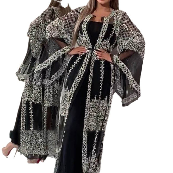 Damen Elegantes Abendkleid mit kunstvollen Spitzen- und Paillettenverzierungen Drune