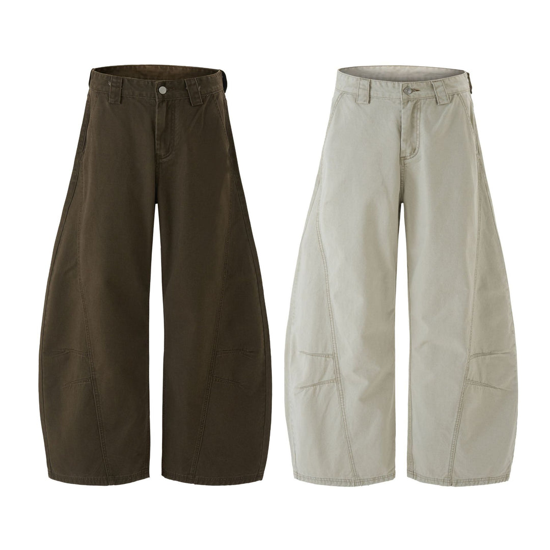 Herren Weitgeschnittene Workwear-Palazzo-Hose aus robustem Baumwoll-Twill mit Paneelnähten Drune