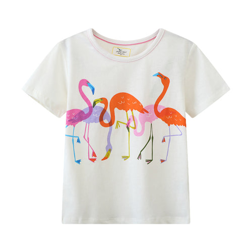Mädchen T-Shirt mit buntem Flamingo-Design Drune