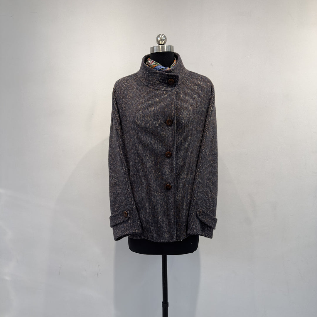 Damen Vintage-inspirierte strukturierte Knopfjacke Drune