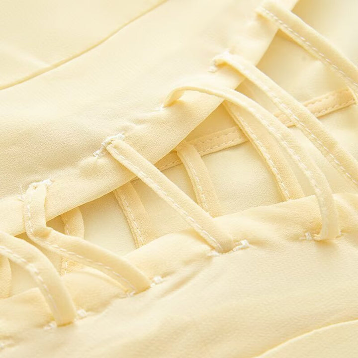 Damen Bluse mit elegantem Schnürdetail und weiten Ärmeln Drune