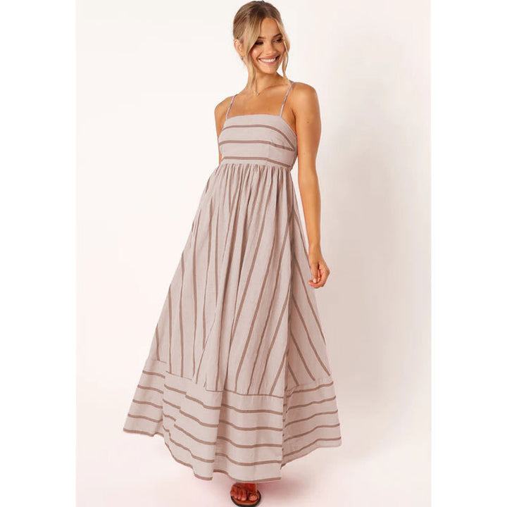 Damen Maxikleid aus gestreiftem Baumwollstoff Drune
