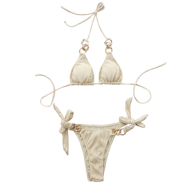 Damen Triangel-Bikini mit modischem Ketten-Detail und Rüschenslip Drune