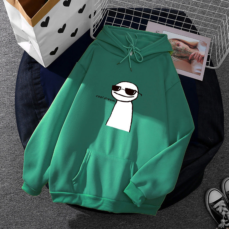 Damen nan Kapuzenpullover mit minimalistischer Grafik, lockerer Oversize-Passform und Kängurutasche Drune