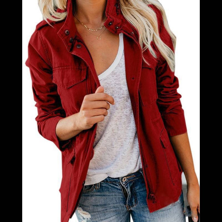 Damen Utility-Fieldjacke mit Stehkragen, aufgesetzten Taschen und Taillenzug Drune