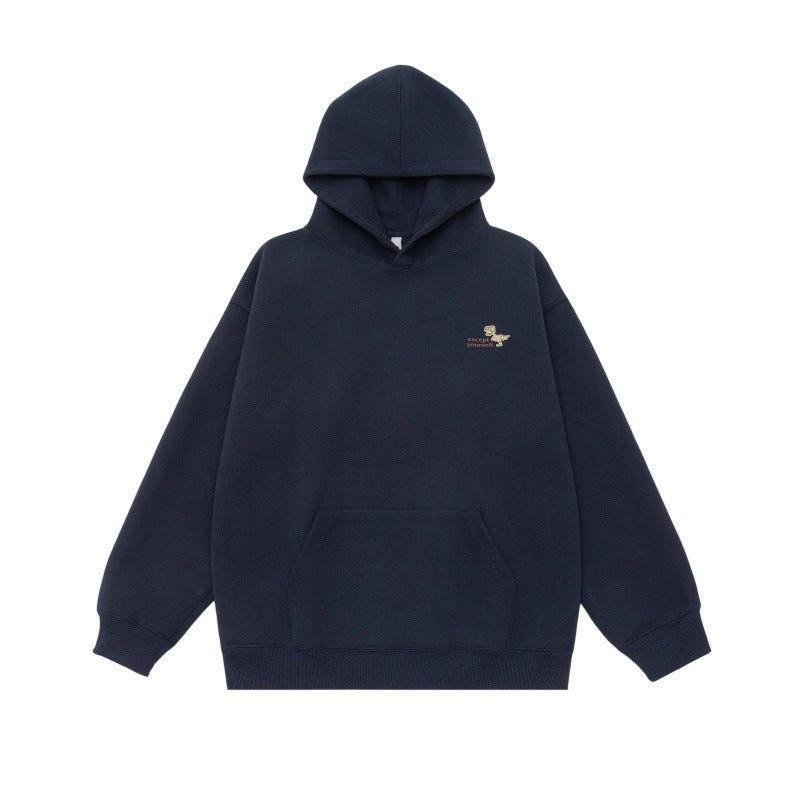 Unisex Oversize-Kapuzenpullover aus schwerer French-Terry mit Kängurutasche und dezenter Bruststickerei Drune