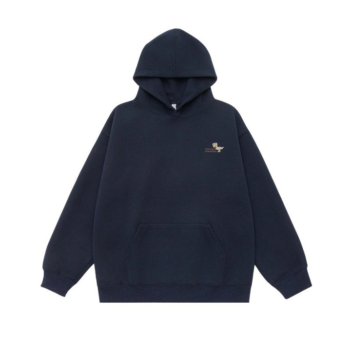 Unisex Oversize-Kapuzenpullover aus schwerer French-Terry mit Kängurutasche und dezenter Bruststickerei Drune