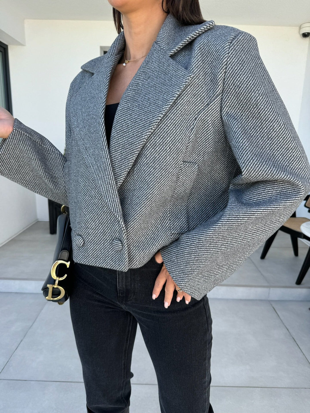 Damen Modischer Oversized-Blazer im klassischen Streifenmuster Drune