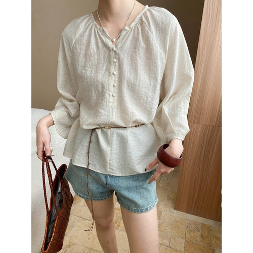 Damen lässige Bluse mit Knopfdetails und legerem Schnitt Drune