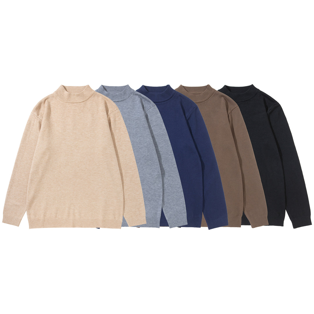 Unisex Minimalistischer Feinstrick-Mockneck mit extra breitem Rippsaum Drune