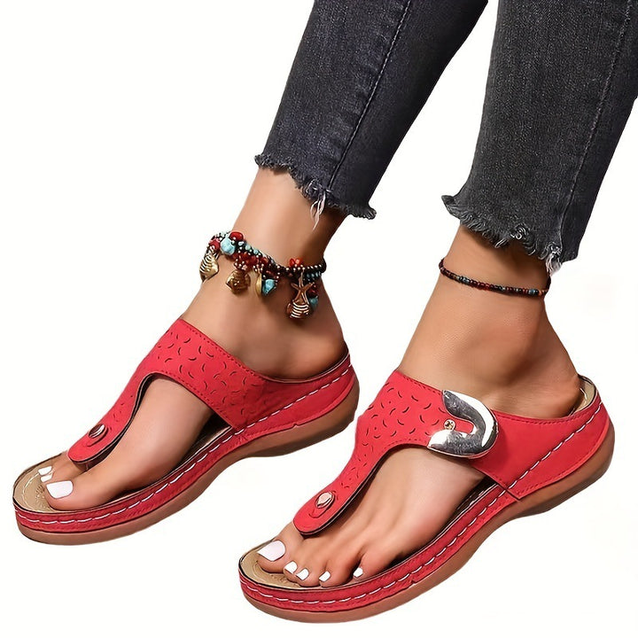 Damen komfortable Zehentrenner-Sandalen mit anatomischer Fußbettgestaltung Drune