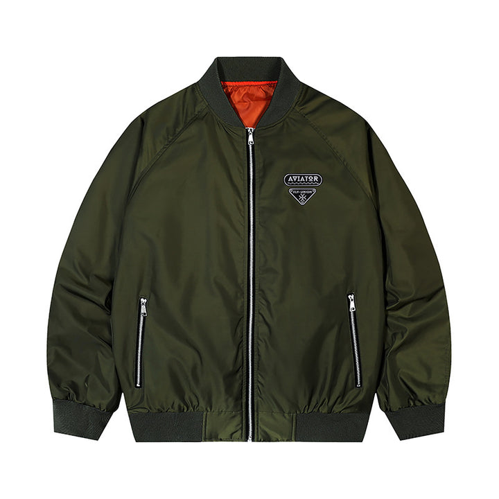 Herren  leichte Flugjacke mit vintage Flieger-Patch, kontrastierendem Satin-Futter und Reißverschlusstaschen Drune