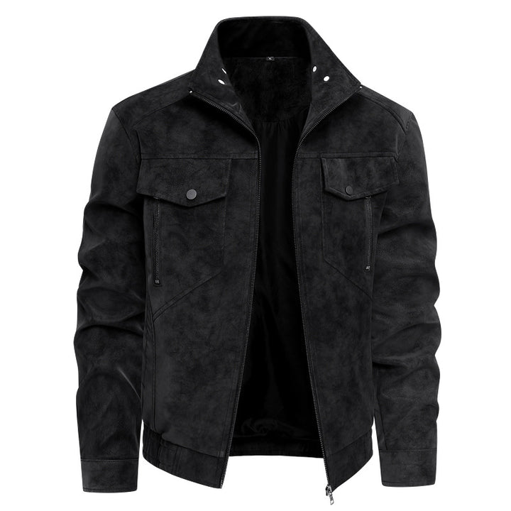 Herren Modische Kunstlederjacke mit praktischen Taschen Drune