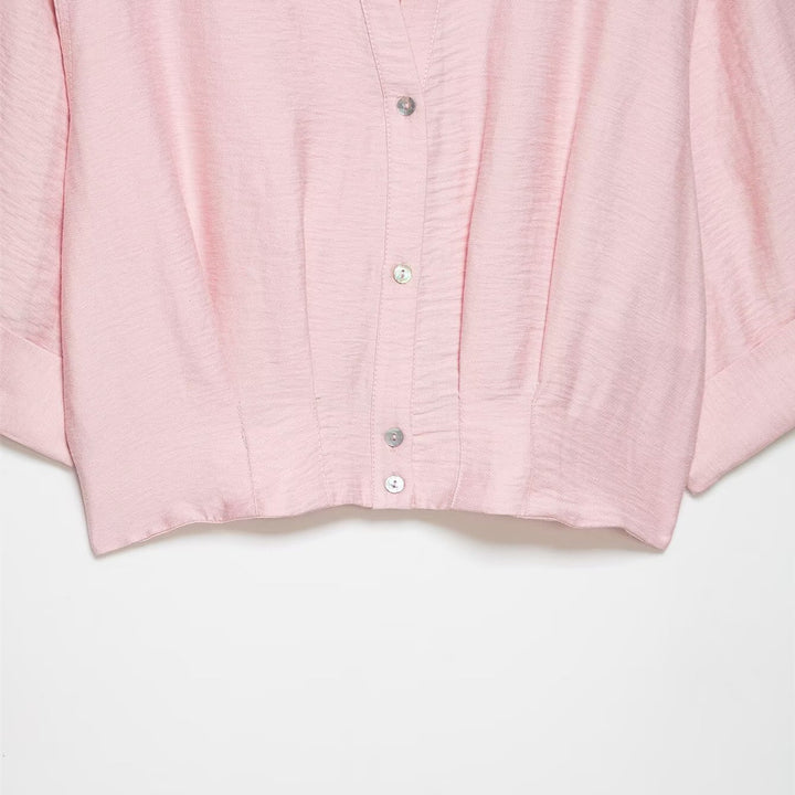 Damen kurzärmlige Bluse mit lässigem Schnitt und stylischem Kragen Drune