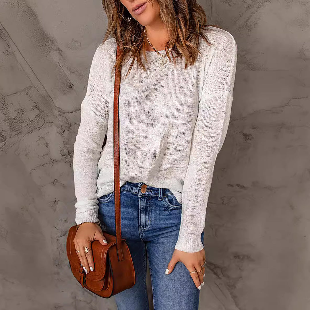 Damen bequemer Strickpullover mit weitem Schnitt und lässiger Silhouette Drune
