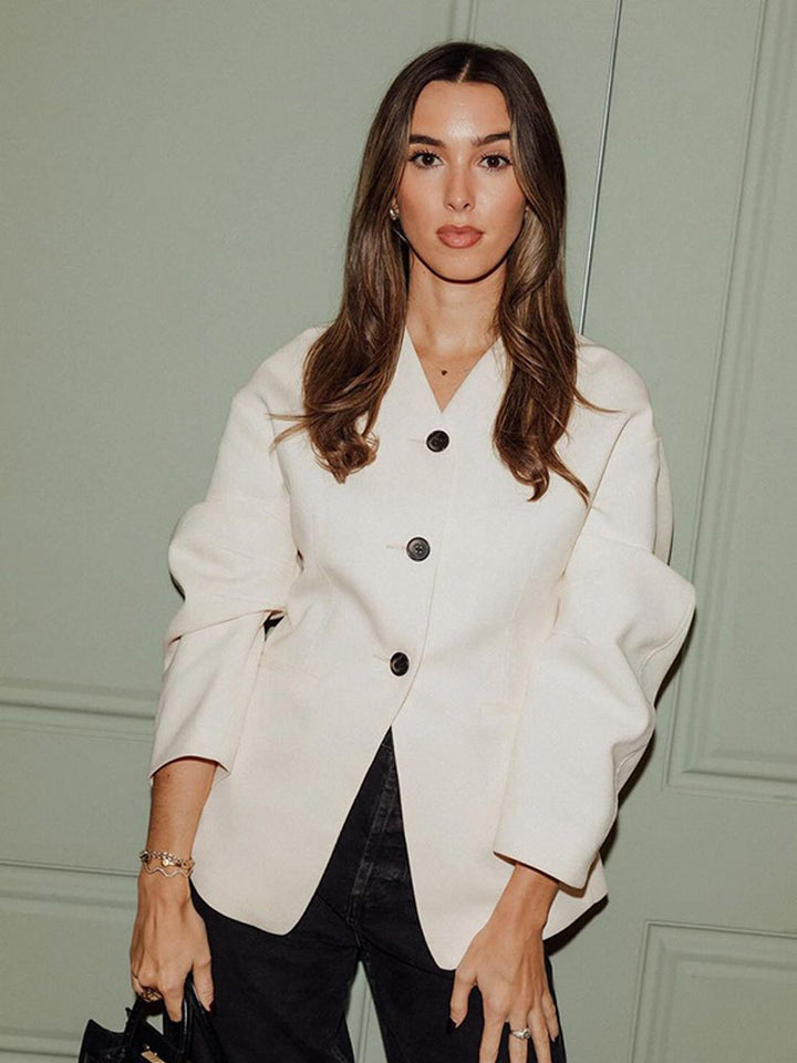 Damen modischer Blazer mit voluminösen Ärmeln Drune