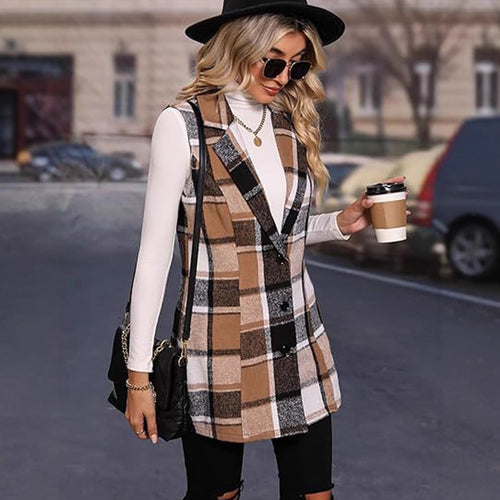 Damen Langjacke im modernen Karo-Design Drune